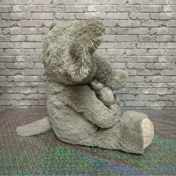 HUG FUN 20" ELEPHANT and BABY Hugging Stuffed Animal Plush Gray Pink Floppy Ears - Picture 5 of 14